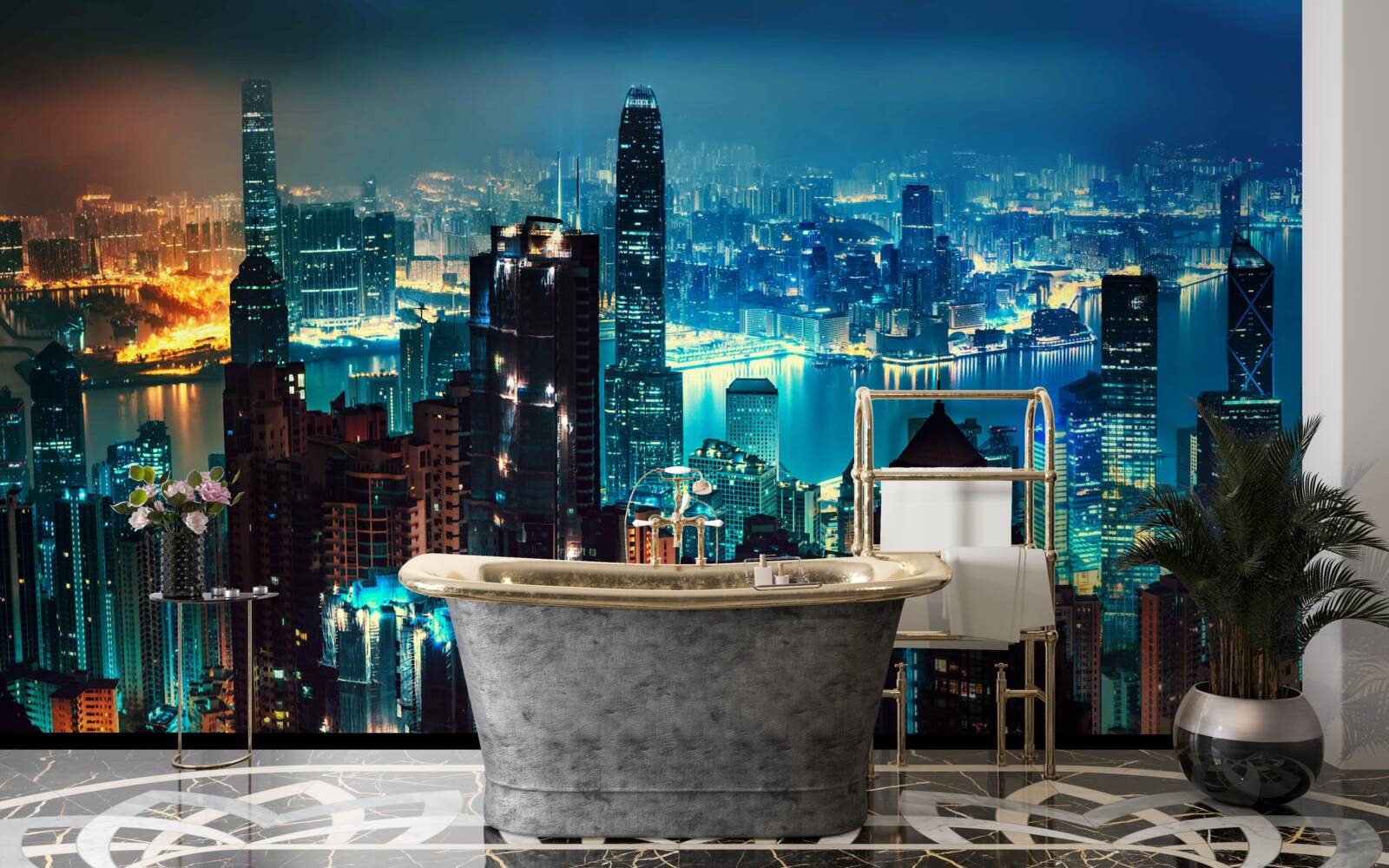 Fototapeta pohľad na veľké mesto v noci