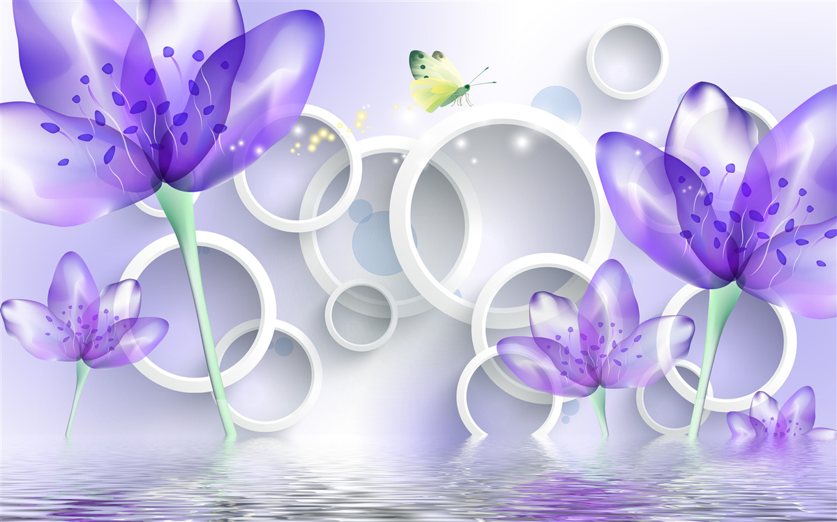 Fototapeta fantastické kvety kvety a snehovo biele kruhy