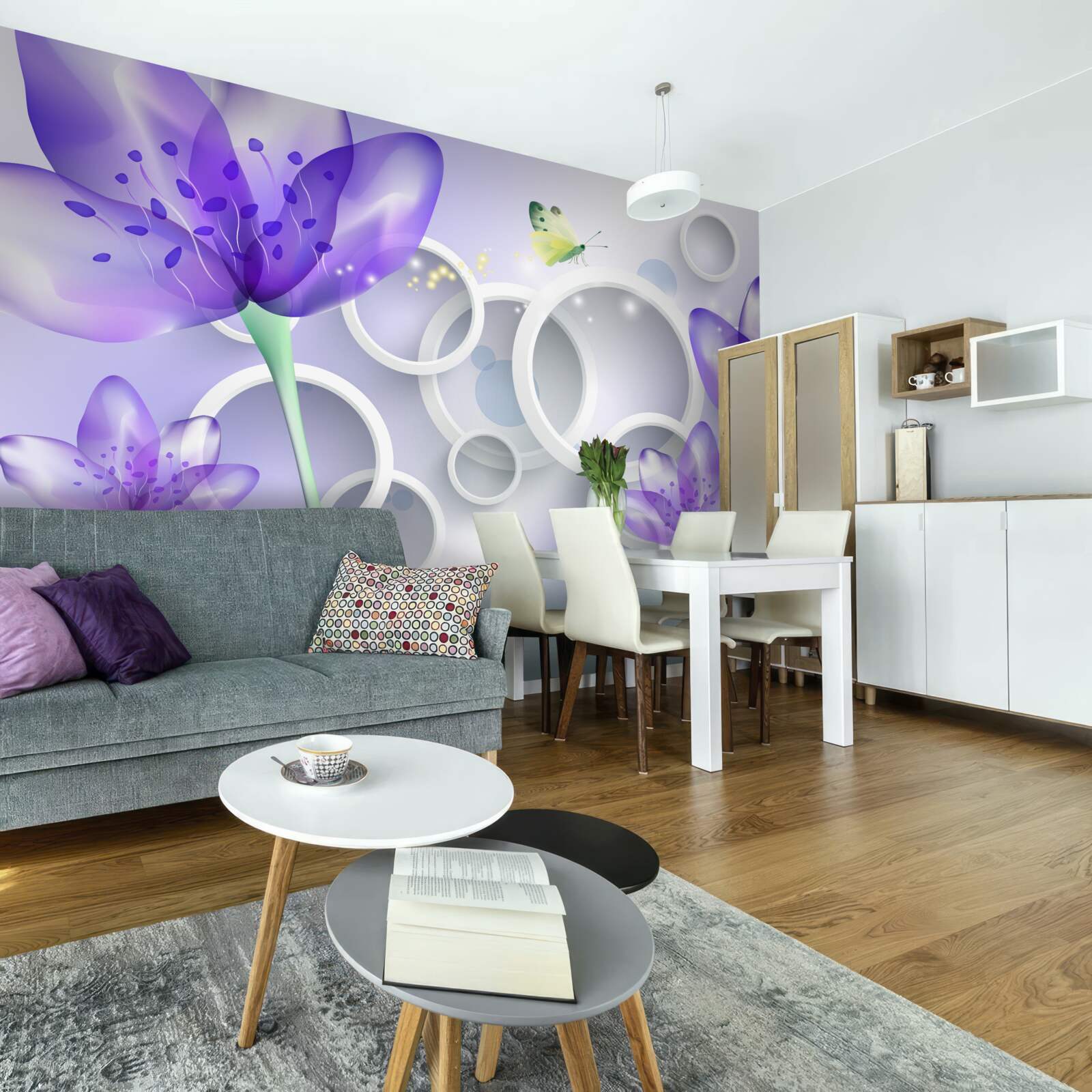 Fototapeta fantastické kvety kvety a snehovo biele kruhy