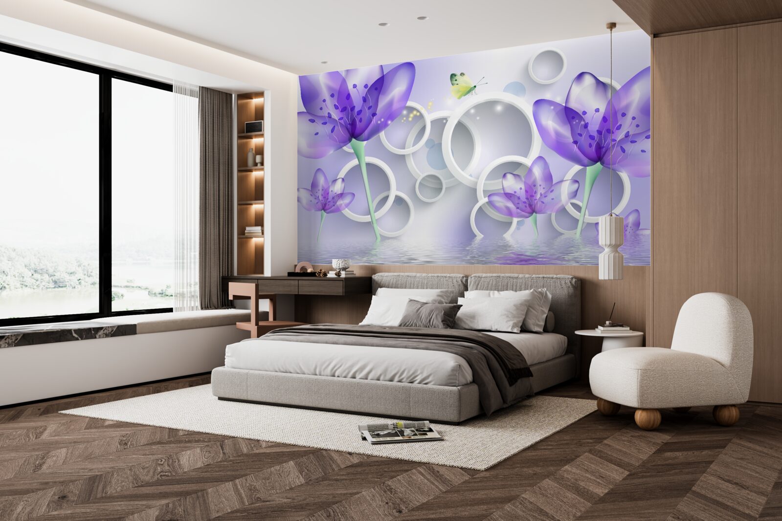 Fototapeta fantastické kvety kvety a snehovo biele kruhy