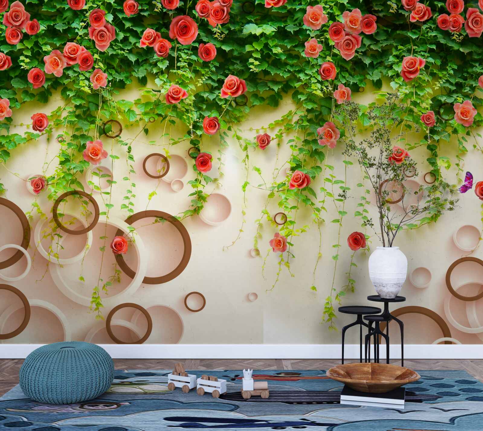 Fototapeta ružová ruže na vinici