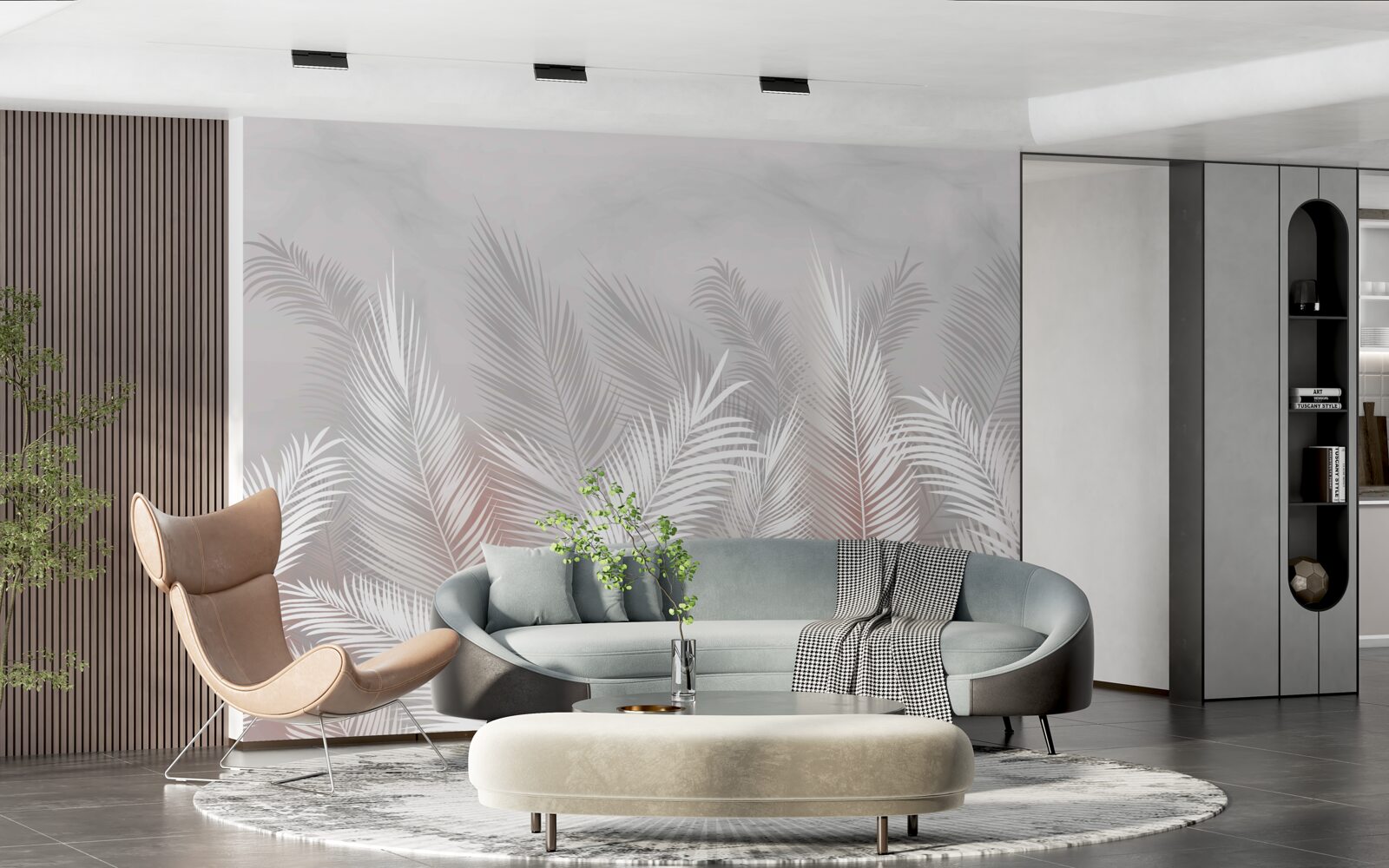 Fototapeta palmové listy na svetlom povrchu