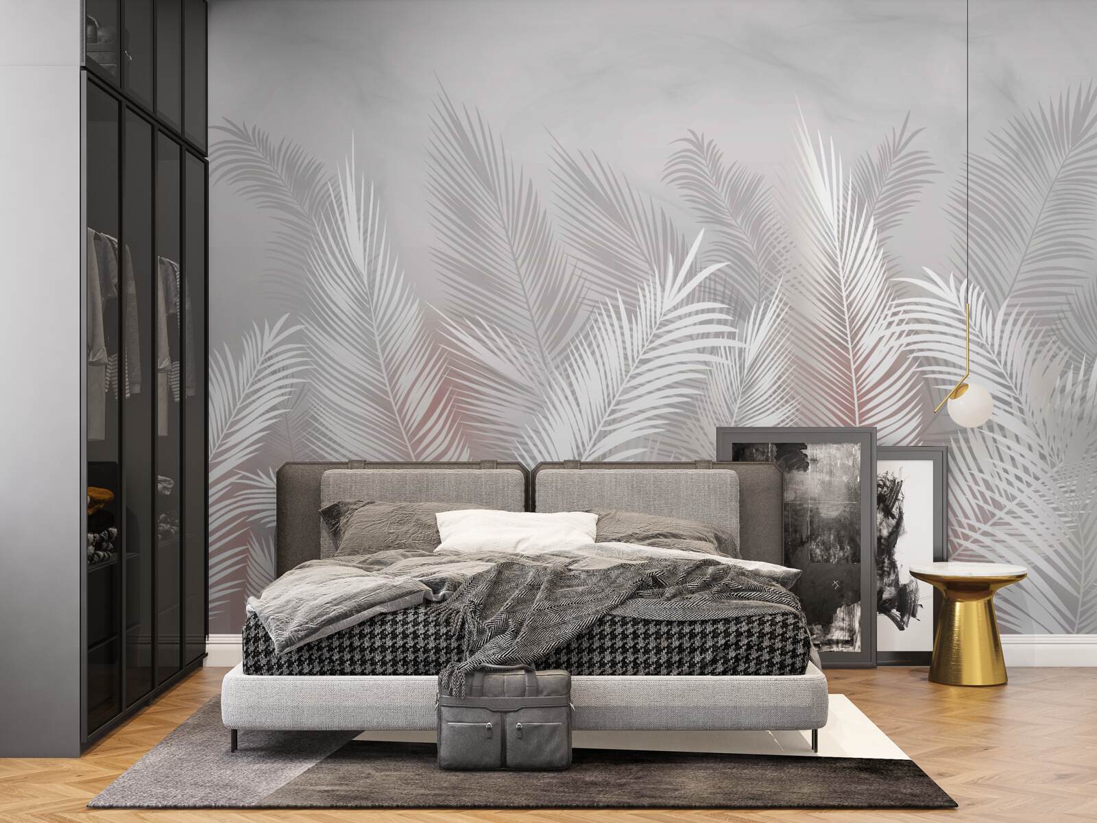 Fototapeta palmové listy na svetlom povrchu