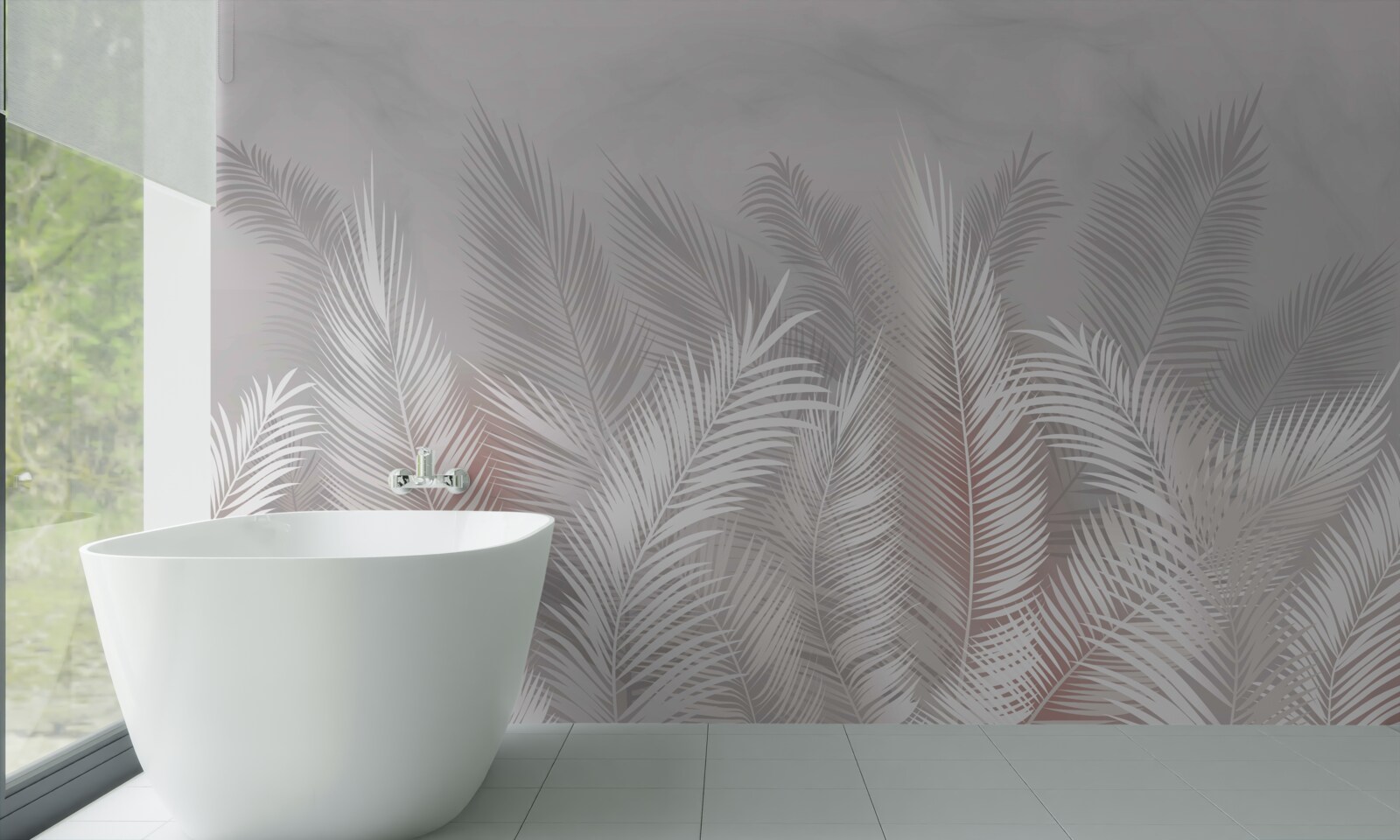 Fototapeta palmové listy na svetlom povrchu