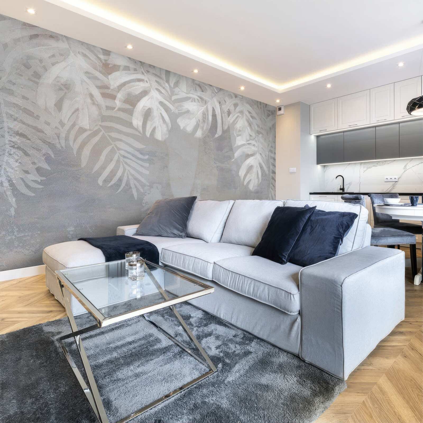 Fototapeta biele palmové listy