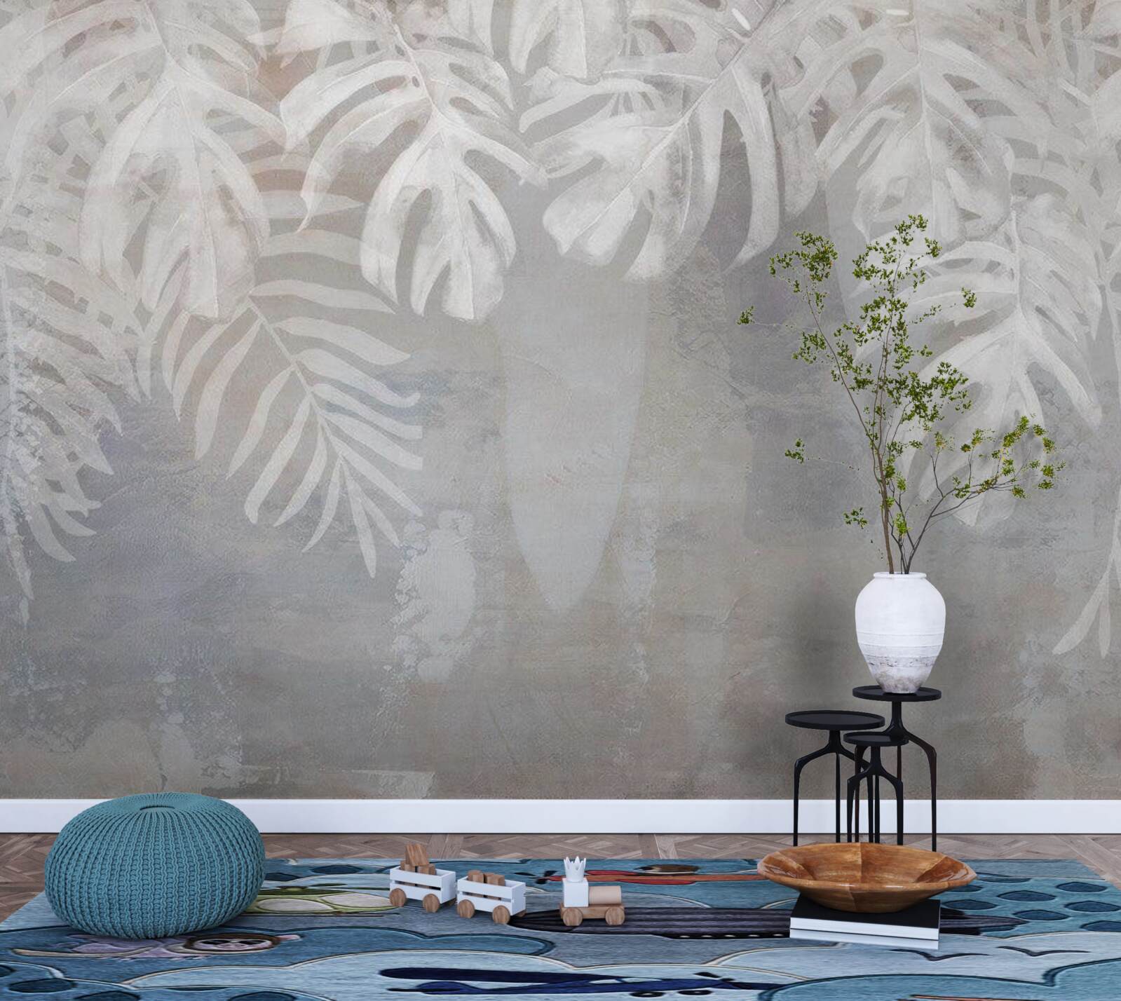 Fototapeta biele palmové listy