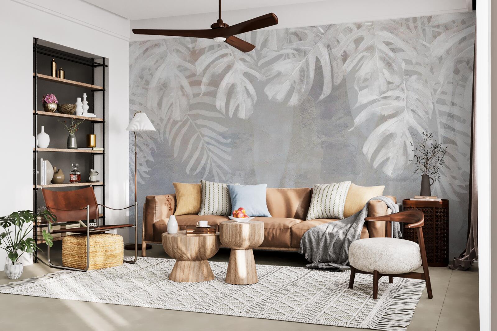 Fototapeta biele palmové listy