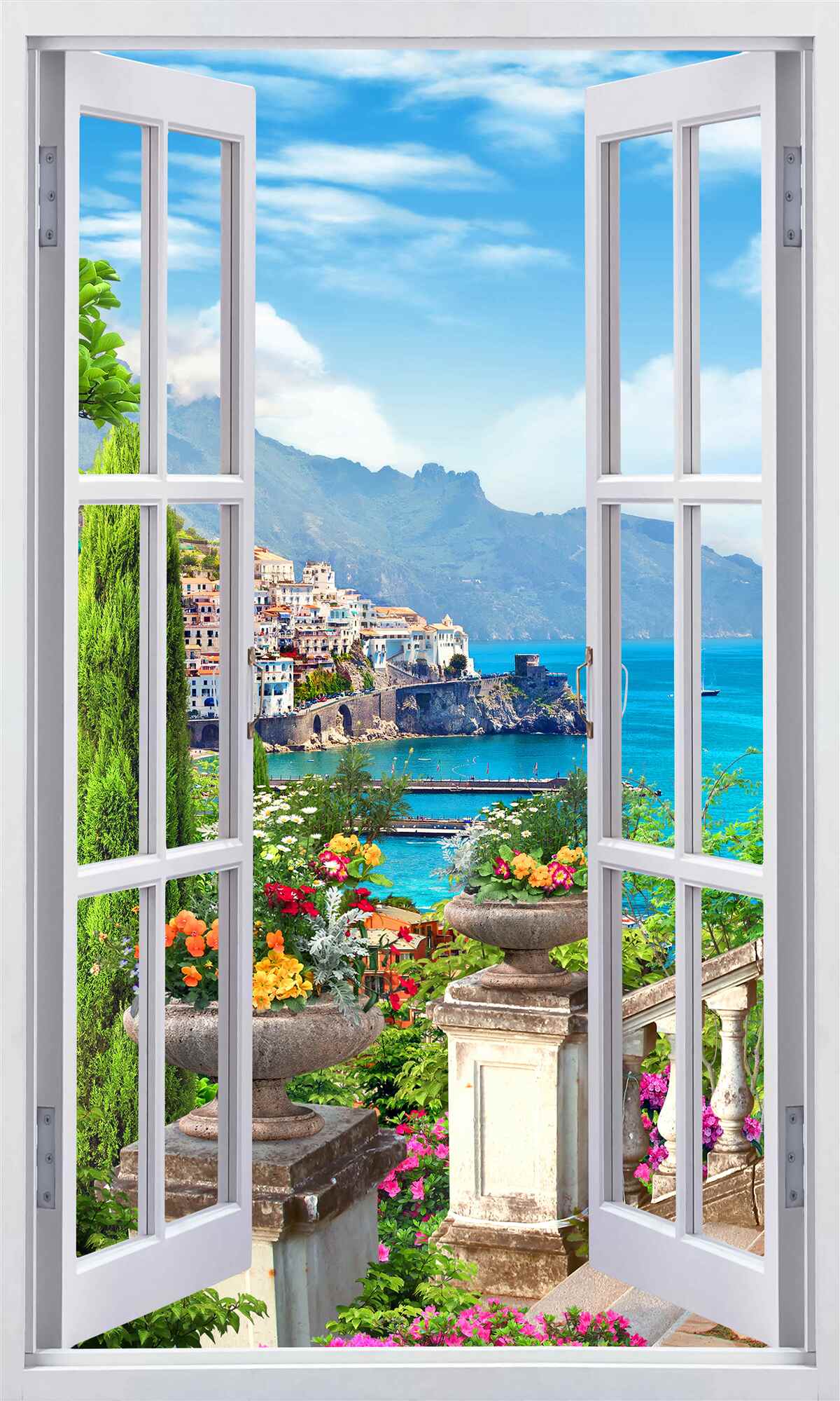 Fototapeta okno ponúka malebný výhľad