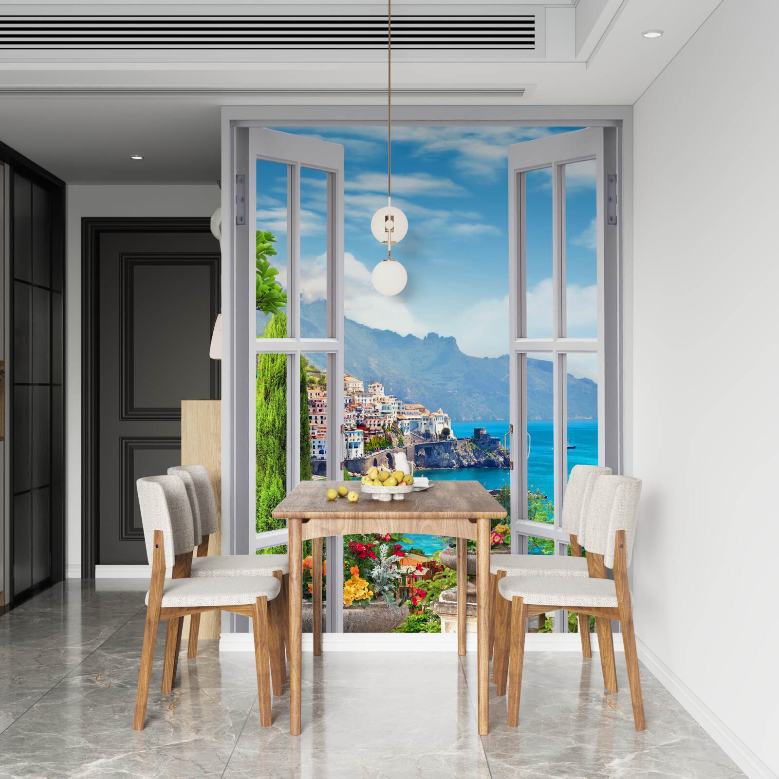 Fototapeta okno ponúka malebný výhľad