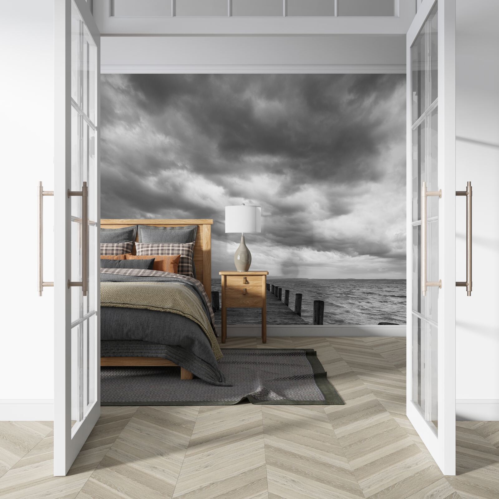 Fototapeta plávajúci most vedúci k moru