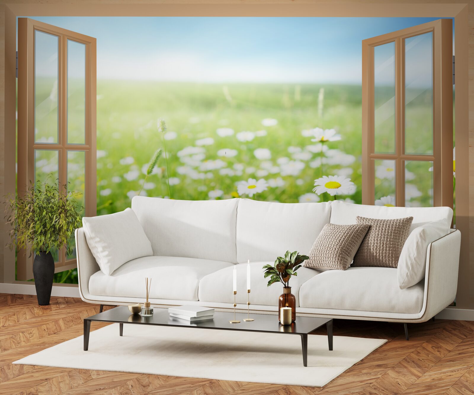 Fototapeta panoráma harmančekového poľa