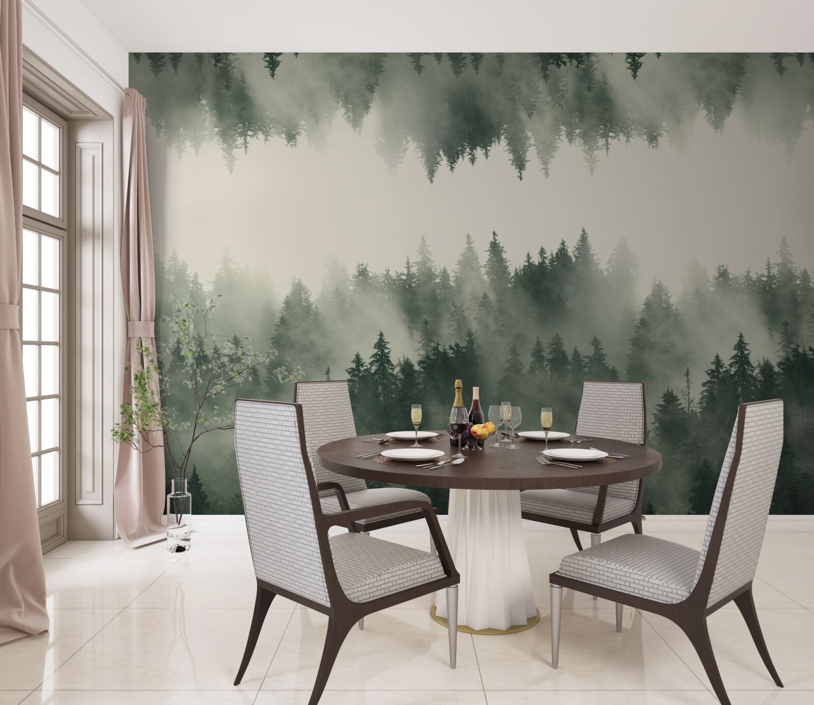 Fototapeta hmlový les s hustou vegetáciou