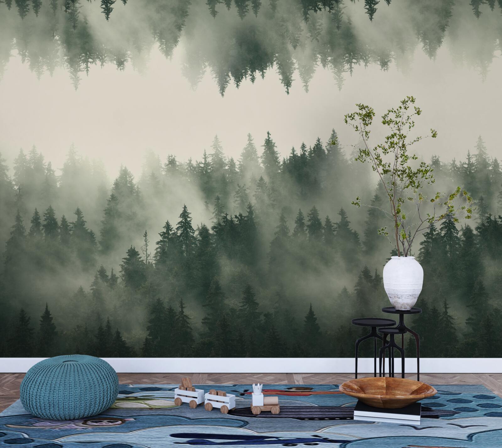 Fototapeta hmlový les s hustou vegetáciou