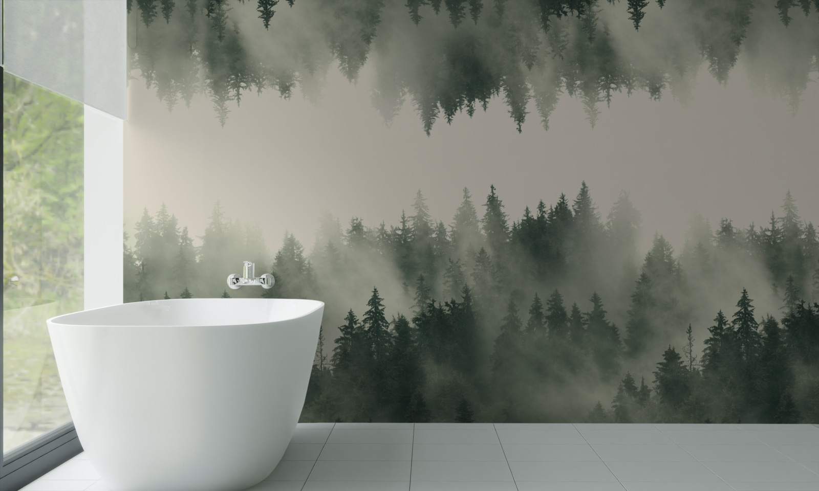 Fototapeta hmlový les s hustou vegetáciou