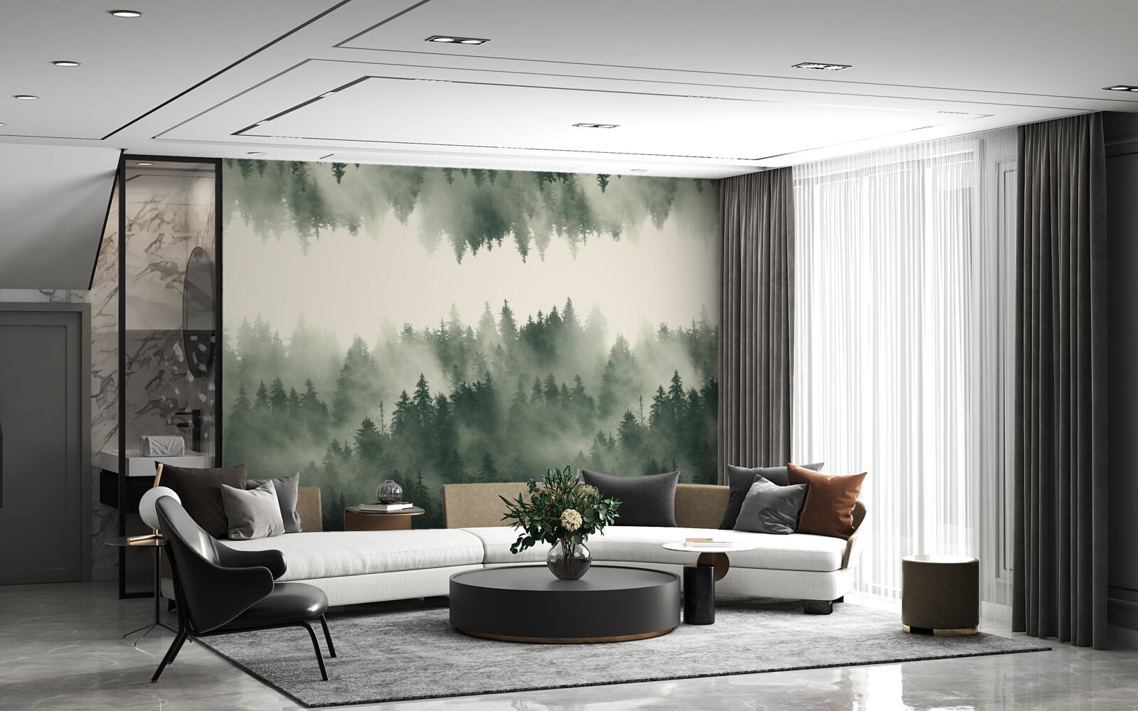 Fototapeta hmlový les s hustou vegetáciou