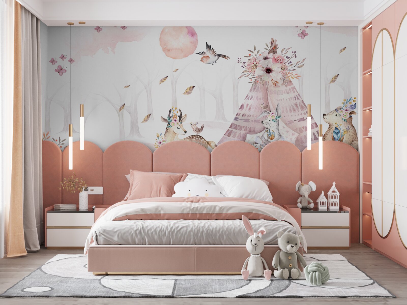 Fototapeta zvieratá zhromaždené v blízkosti stan v lese