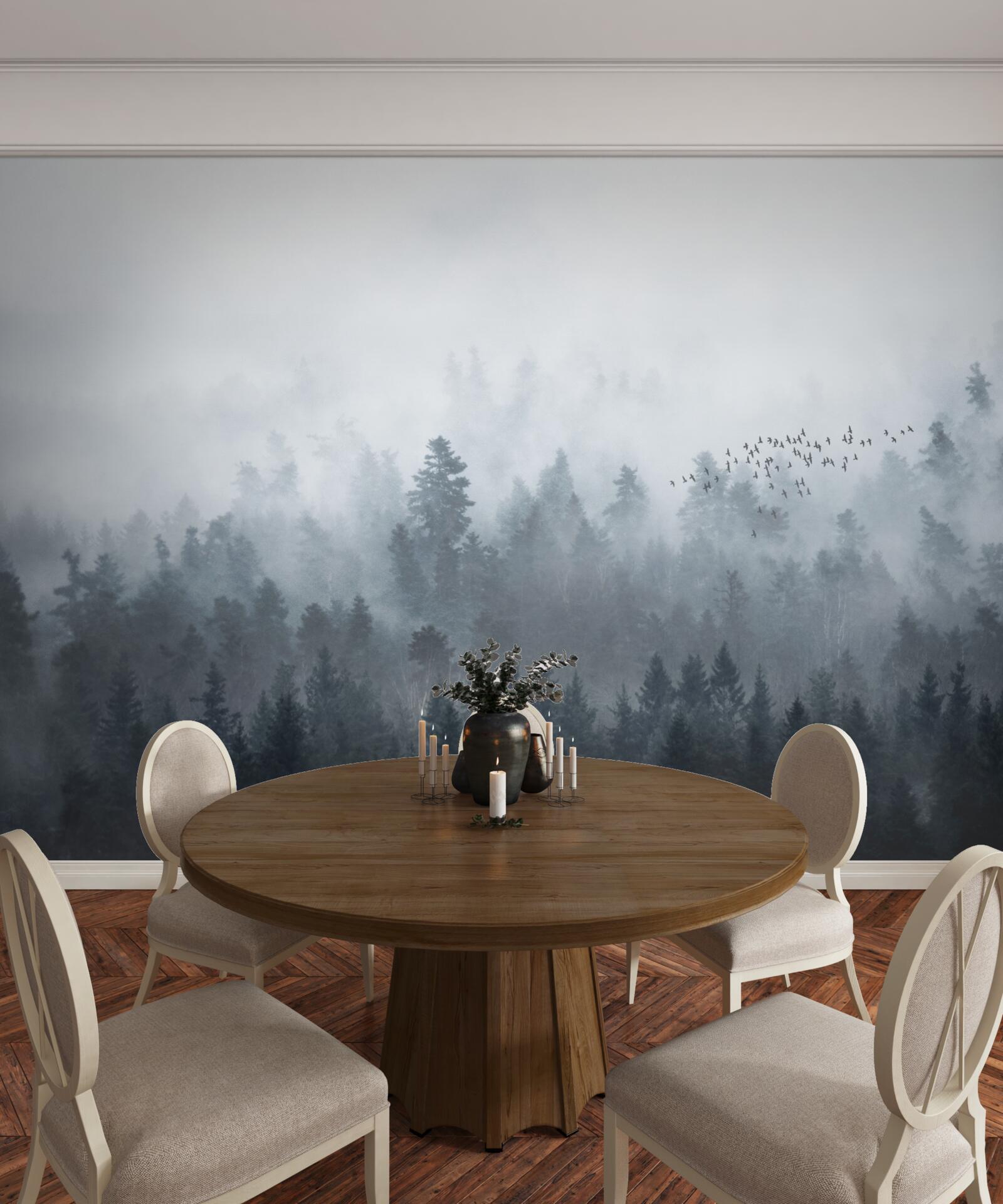 Fototapeta les zahalený v hmle