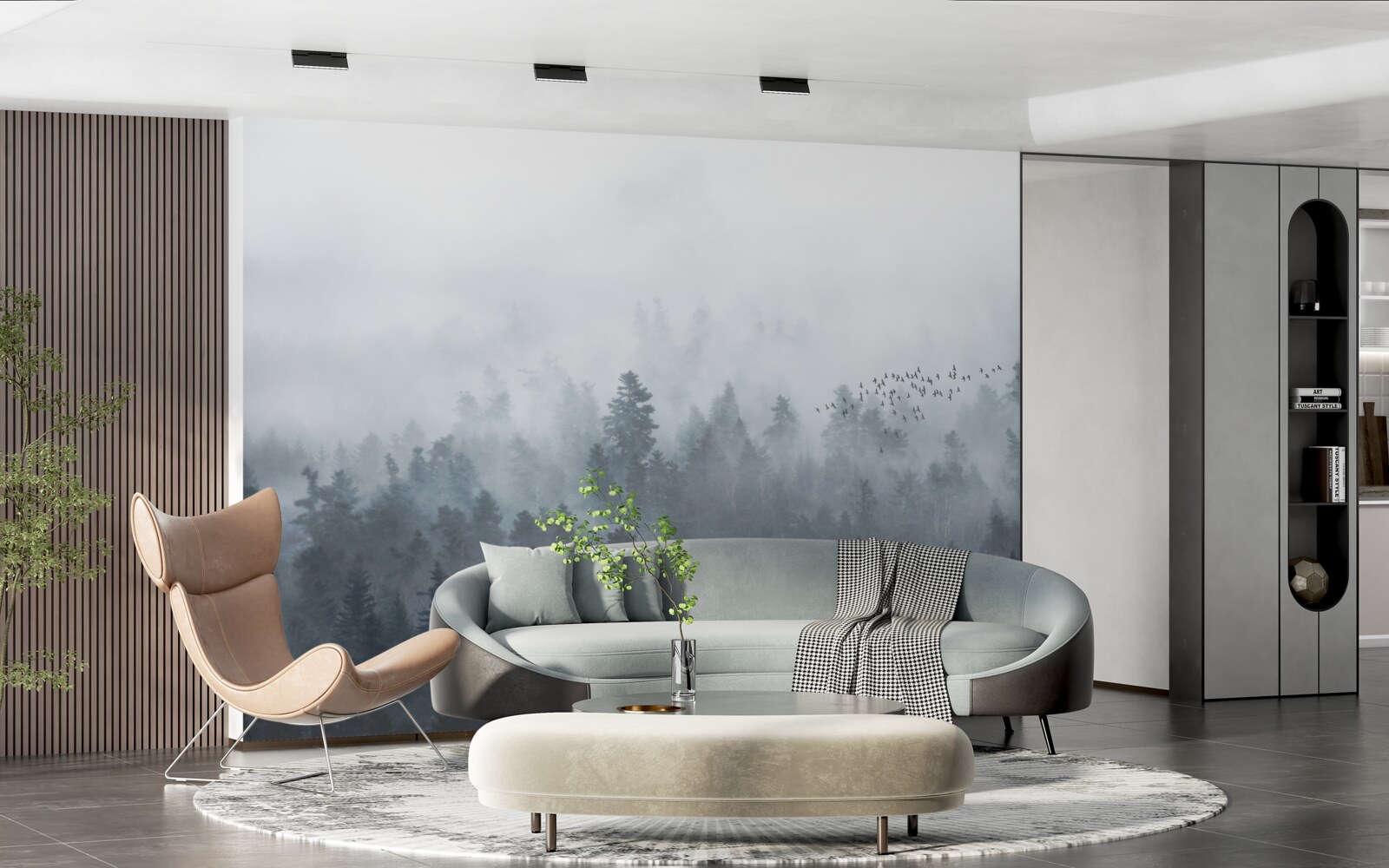 Fototapeta les zahalený v hmle