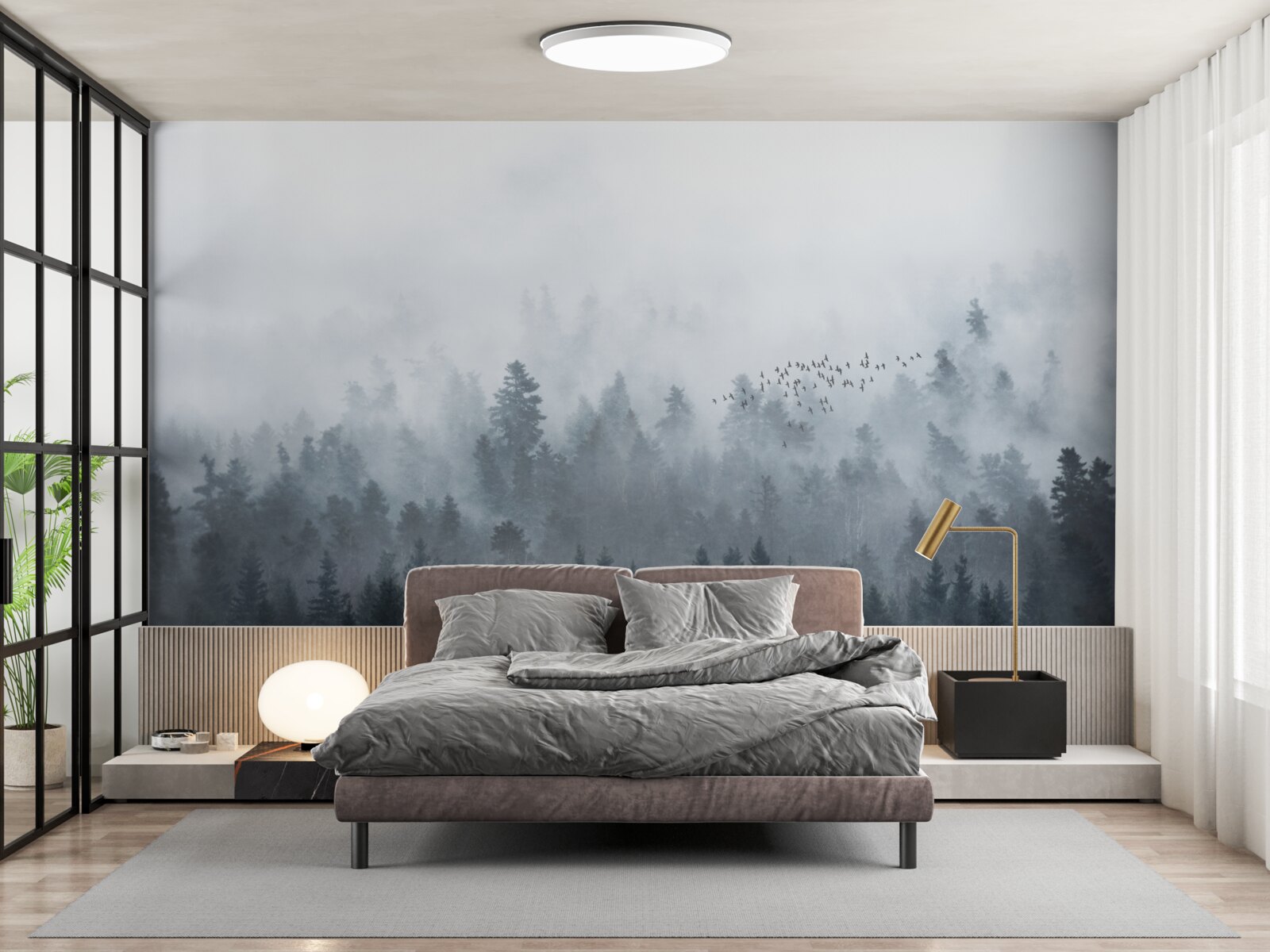 Fototapeta les zahalený v hmle