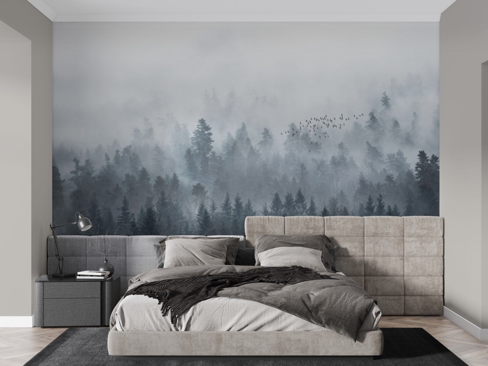 Fototapeta les zahalený v hmle