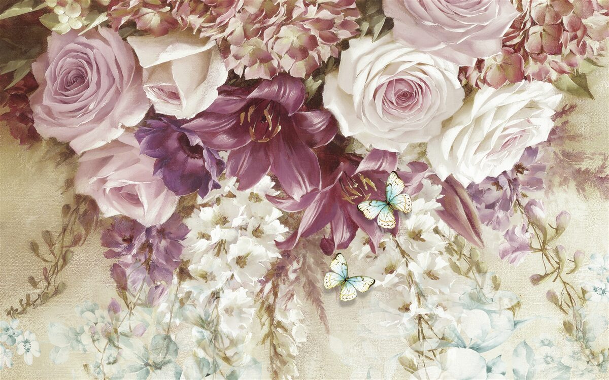 Fototapeta kvetinová kompozícia v pastových farbách