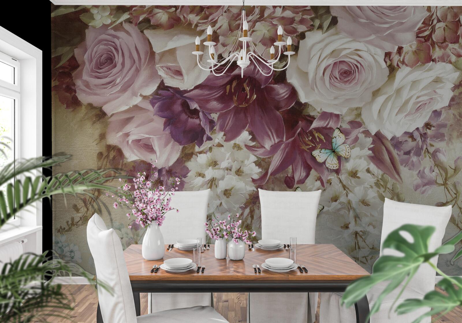 Fototapeta kvetinová kompozícia v pastových farbách