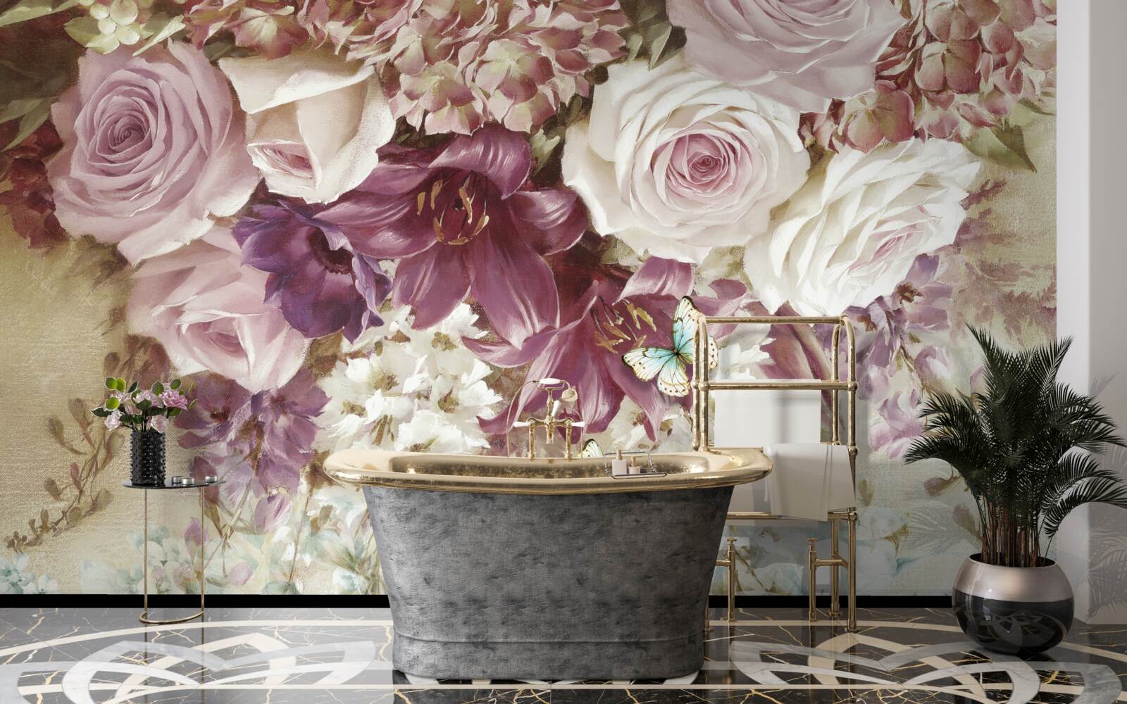 Fototapeta kvetinová kompozícia v pastových farbách