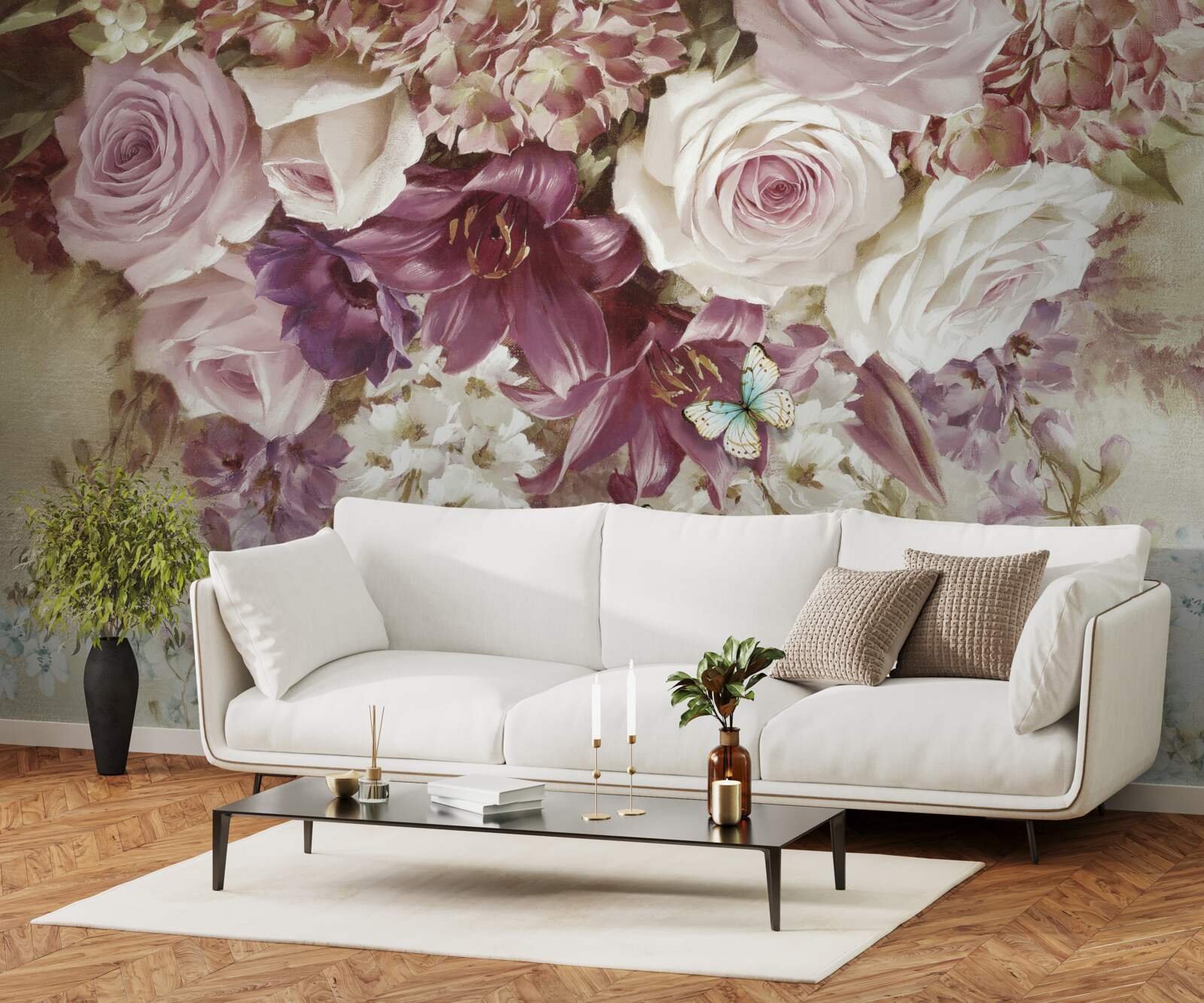 Fototapeta kvetinová kompozícia v pastových farbách