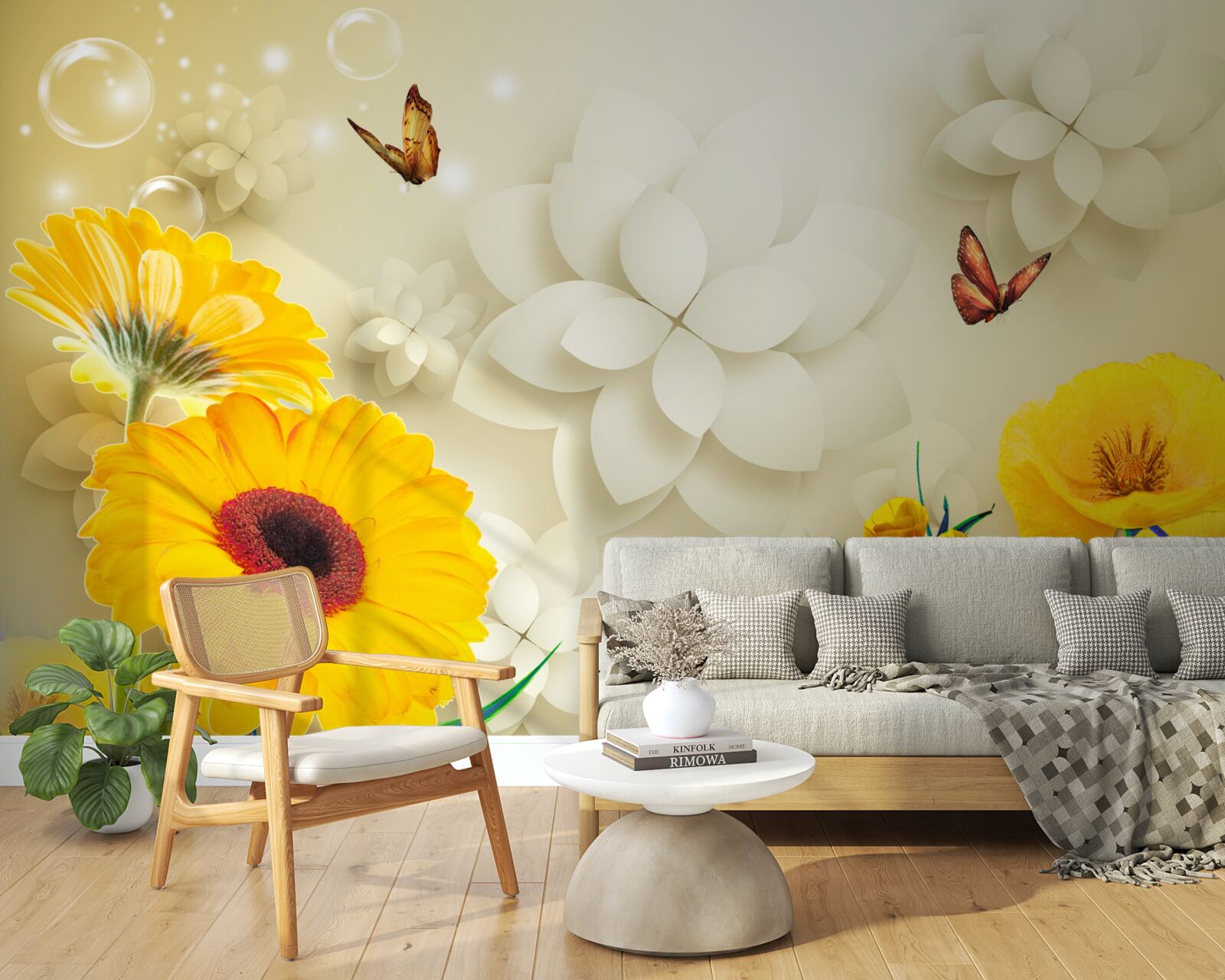 Fototapeta motýle lietajú nad pomarančovými kvetmi