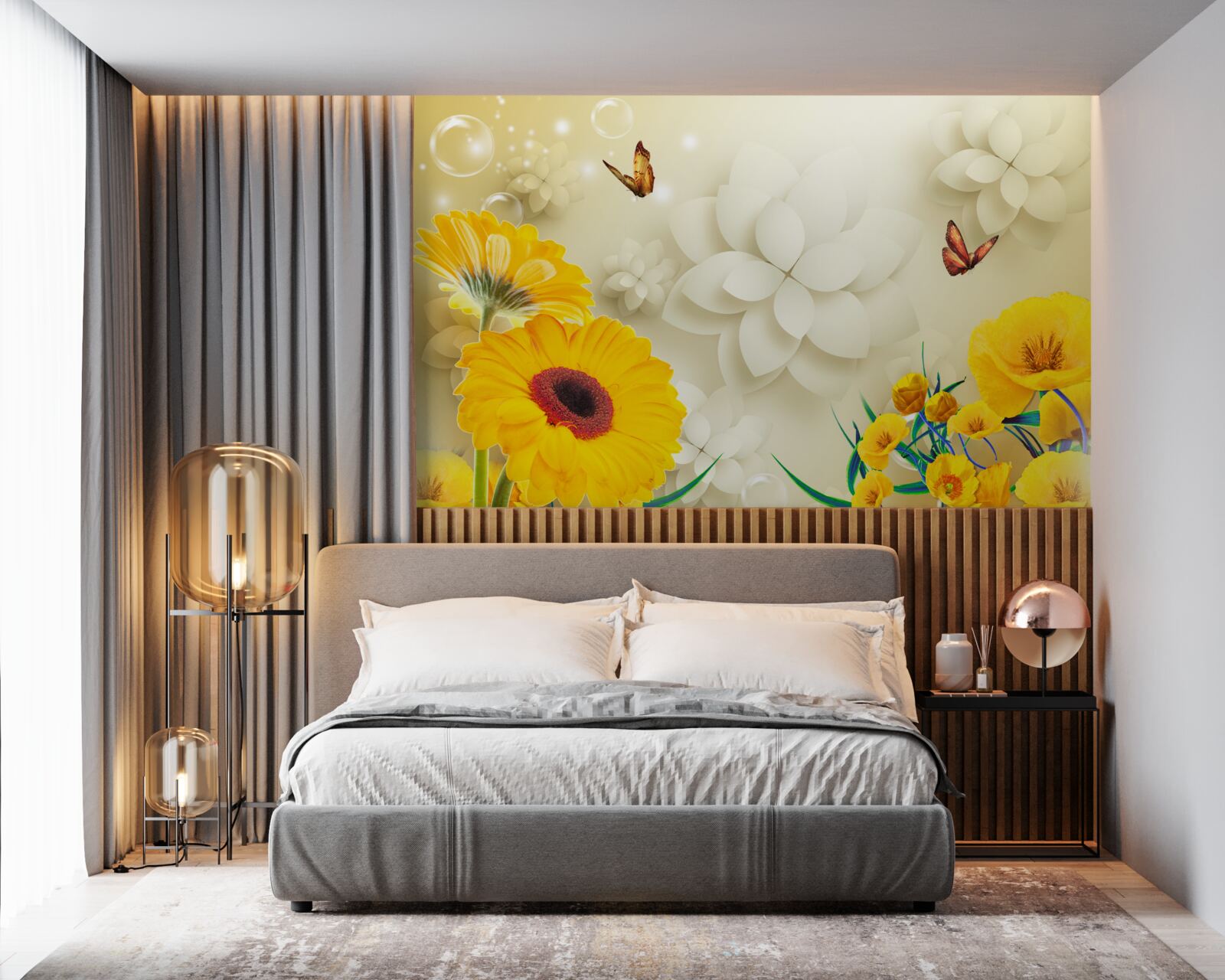 Fototapeta motýle lietajú nad pomarančovými kvetmi