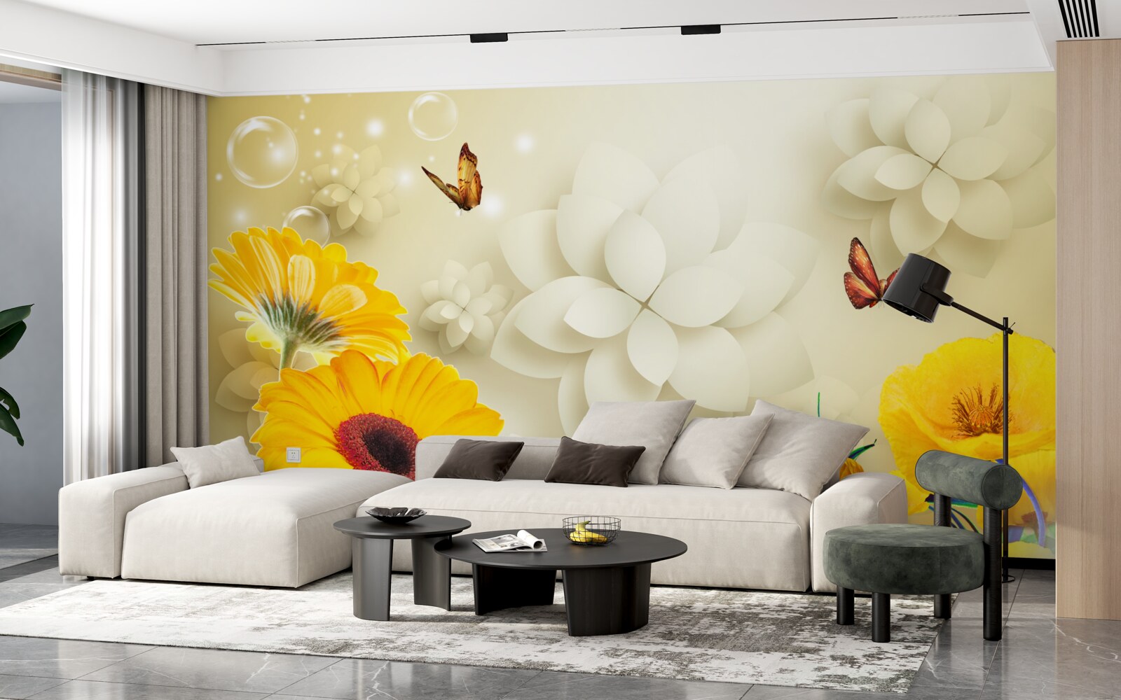 Fototapeta motýle lietajú nad pomarančovými kvetmi