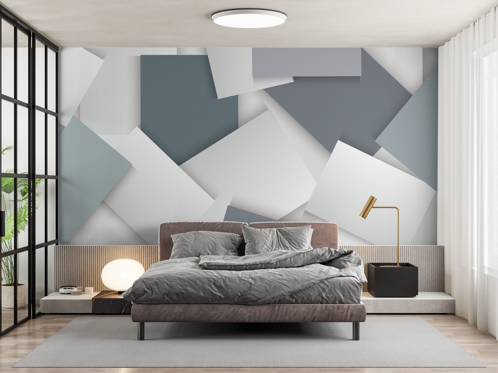 Fototapeta štvorce sú biele a sivé