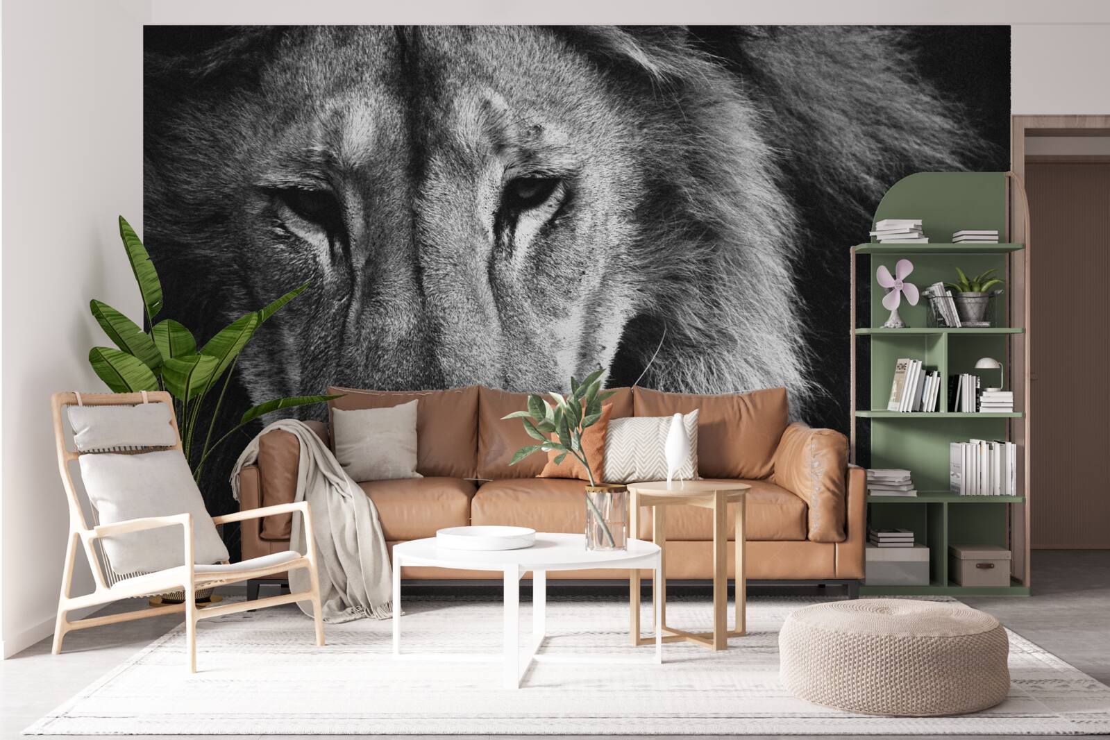 Fototapeta portrét dospelého leva čiernej v a bielej