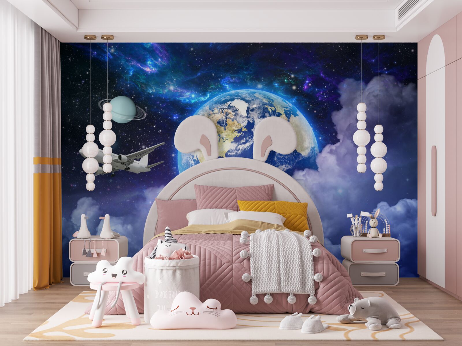 Fototapeta lietadlo a astronaut vo vesmíre