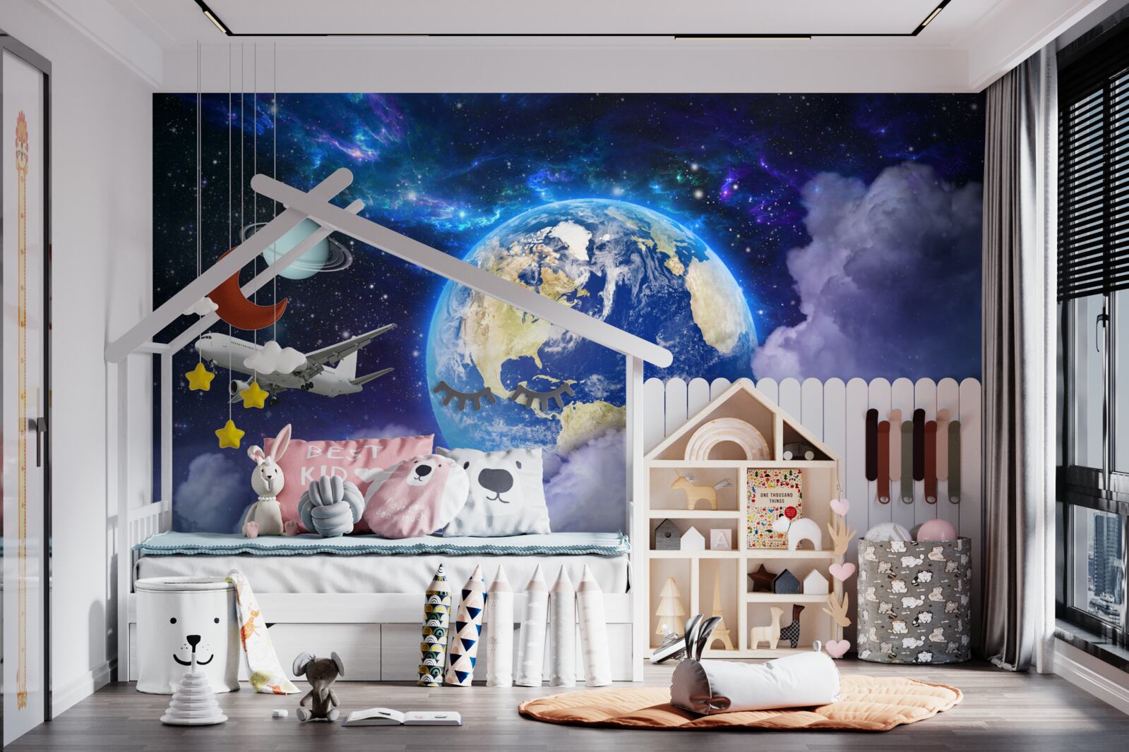 Fototapeta lietadlo a astronaut vo vesmíre