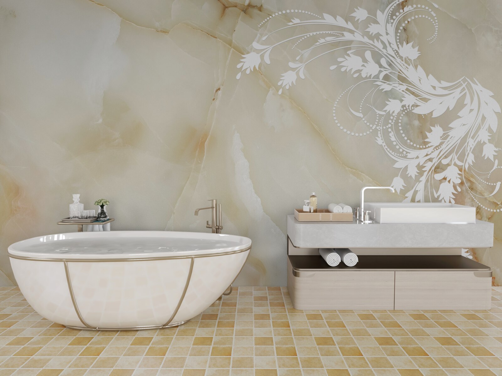 Fototapeta svetlé zádie s krémovými ružami