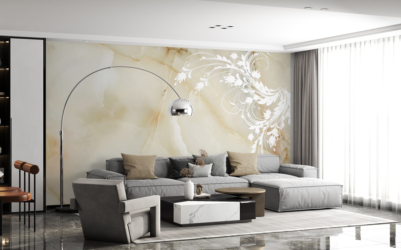 Fototapeta svetlé zádie s krémovými ružami