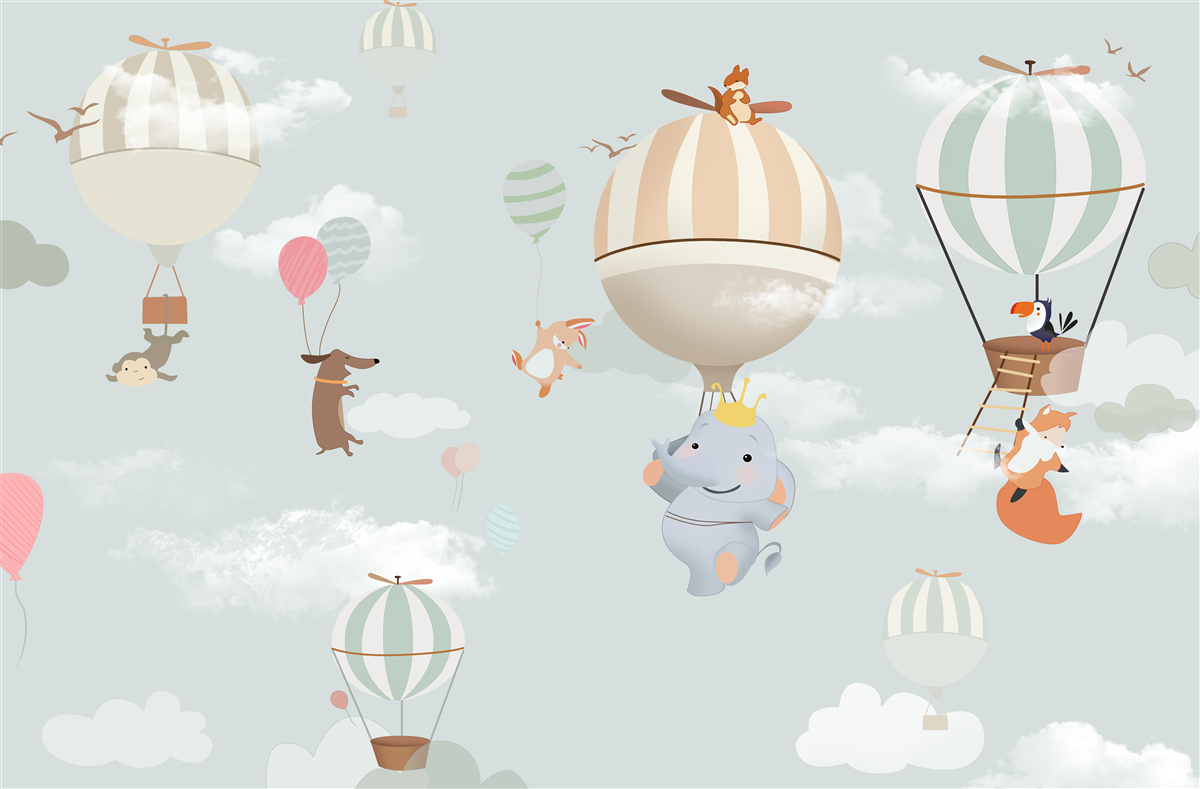 Fototapeta zvieratká plávajú na balónoch a balónoch