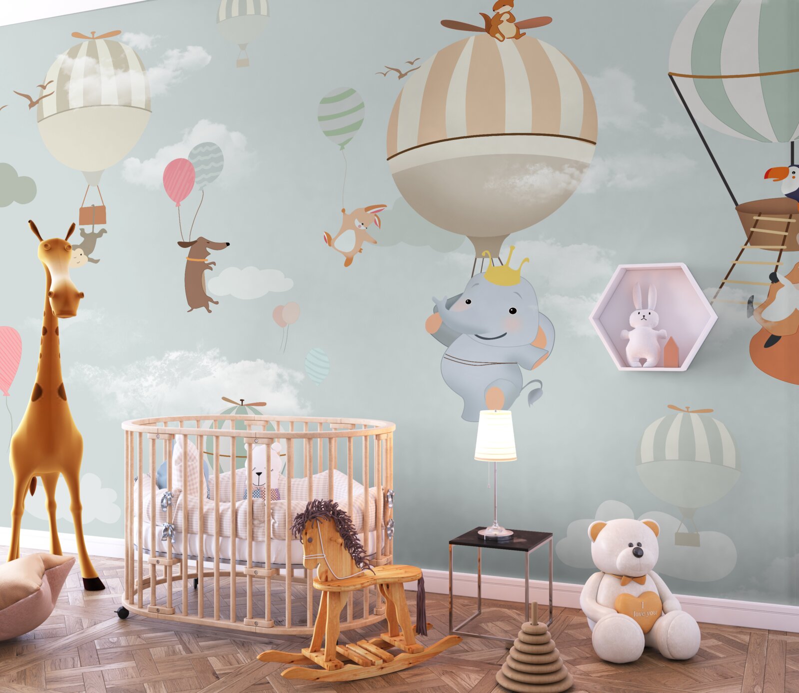 Fototapeta zvieratká plávajú na balónoch a balónoch