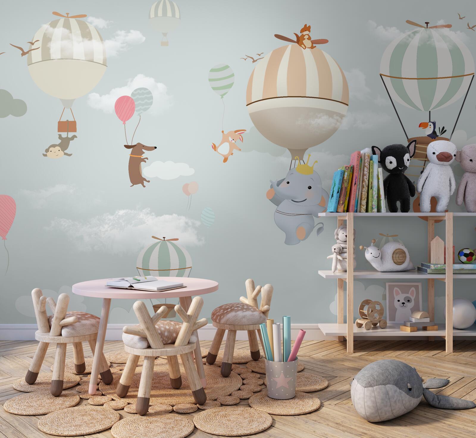 Fototapeta zvieratká plávajú na balónoch a balónoch