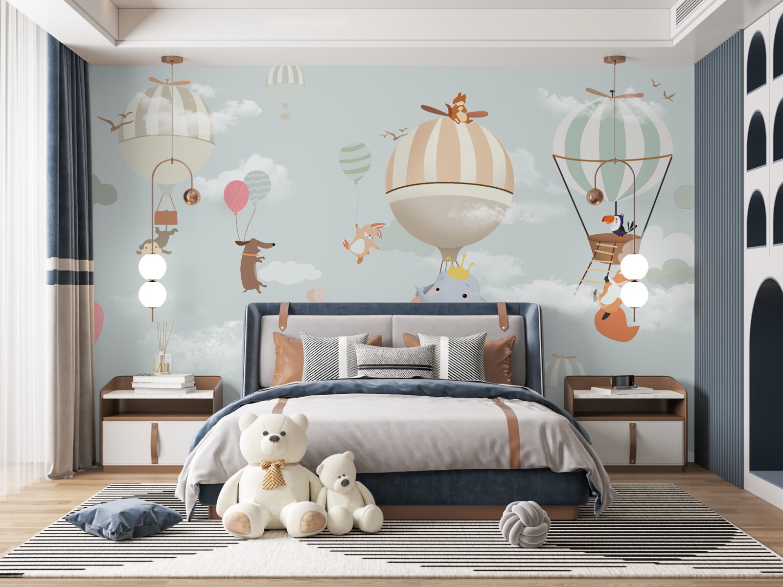 Fototapeta zvieratká plávajú na balónoch a balónoch