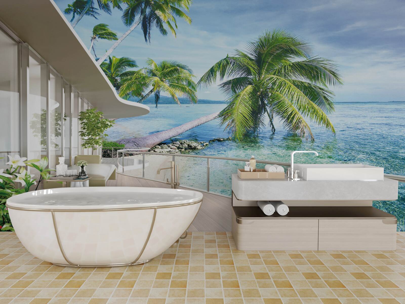 Fototapeta dom pri pobrežia