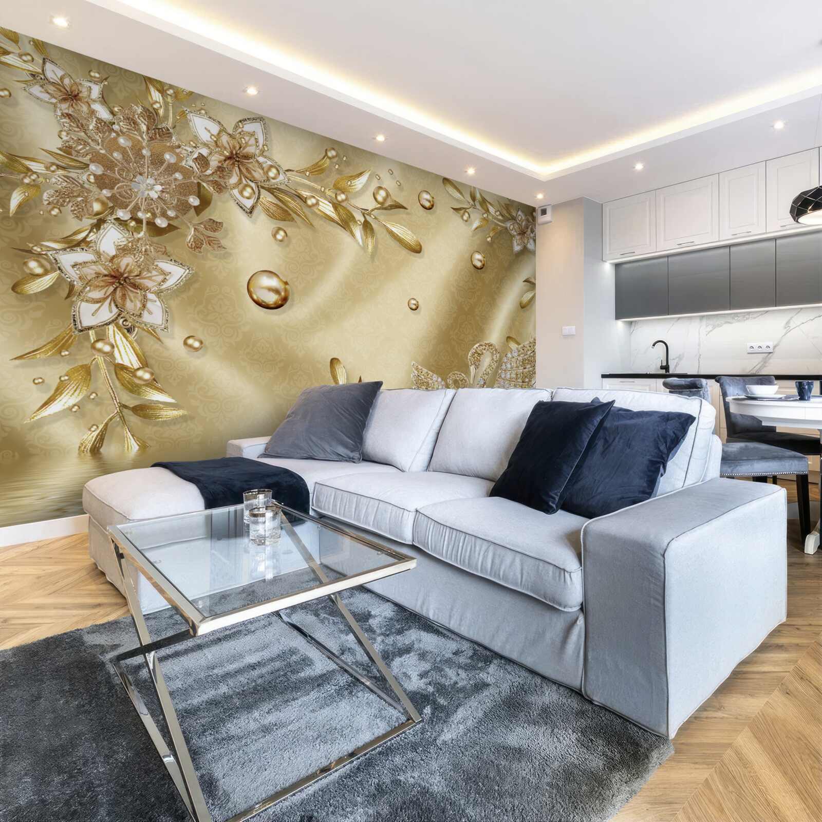 Fototapeta kamene poukladané to tvaru kvetov a labutí