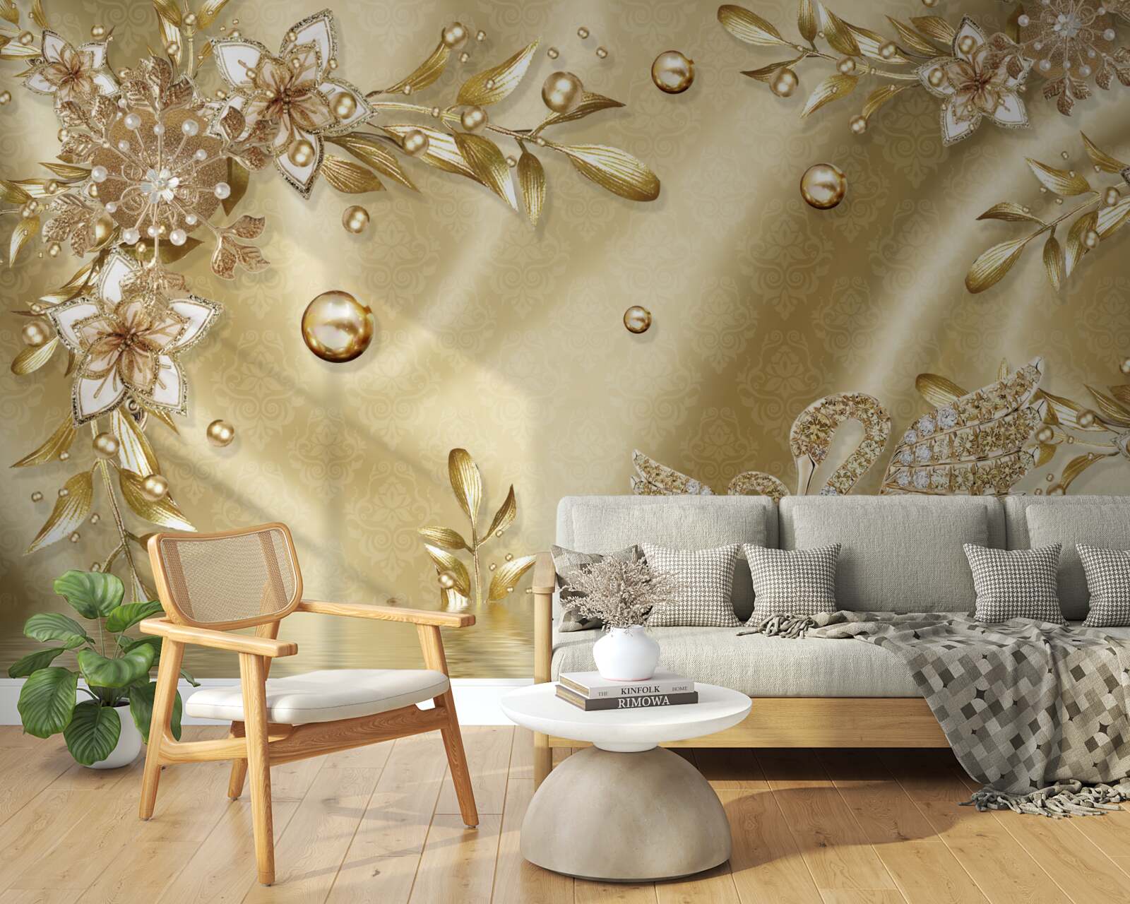 Fototapeta kamene poukladané to tvaru kvetov a labutí