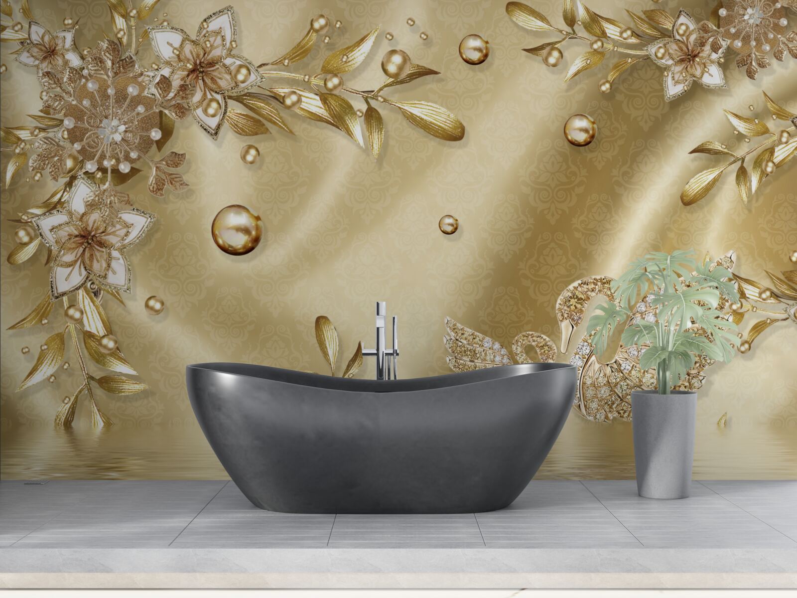 Fototapeta kamene poukladané to tvaru kvetov a labutí