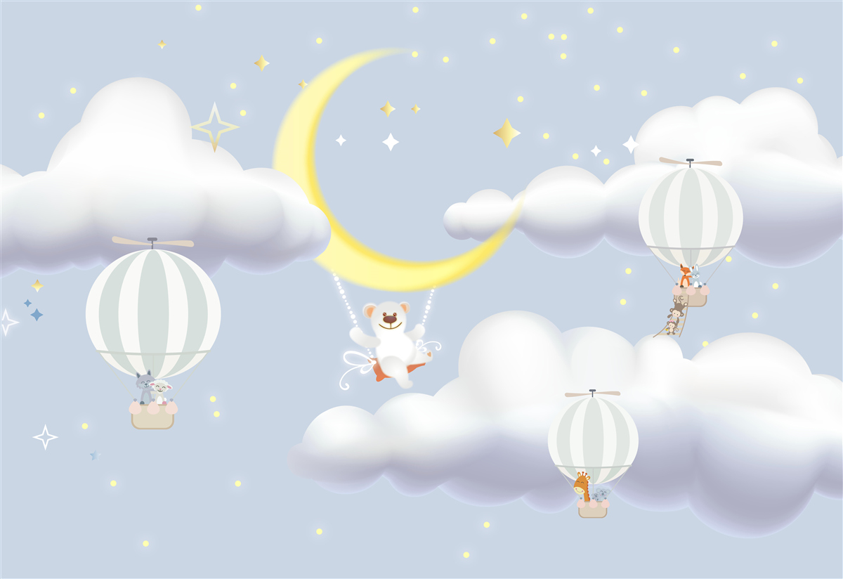 Fototapeta je na mesiac a zvieratá sú v medveďoch vyrobených zo vzduchu