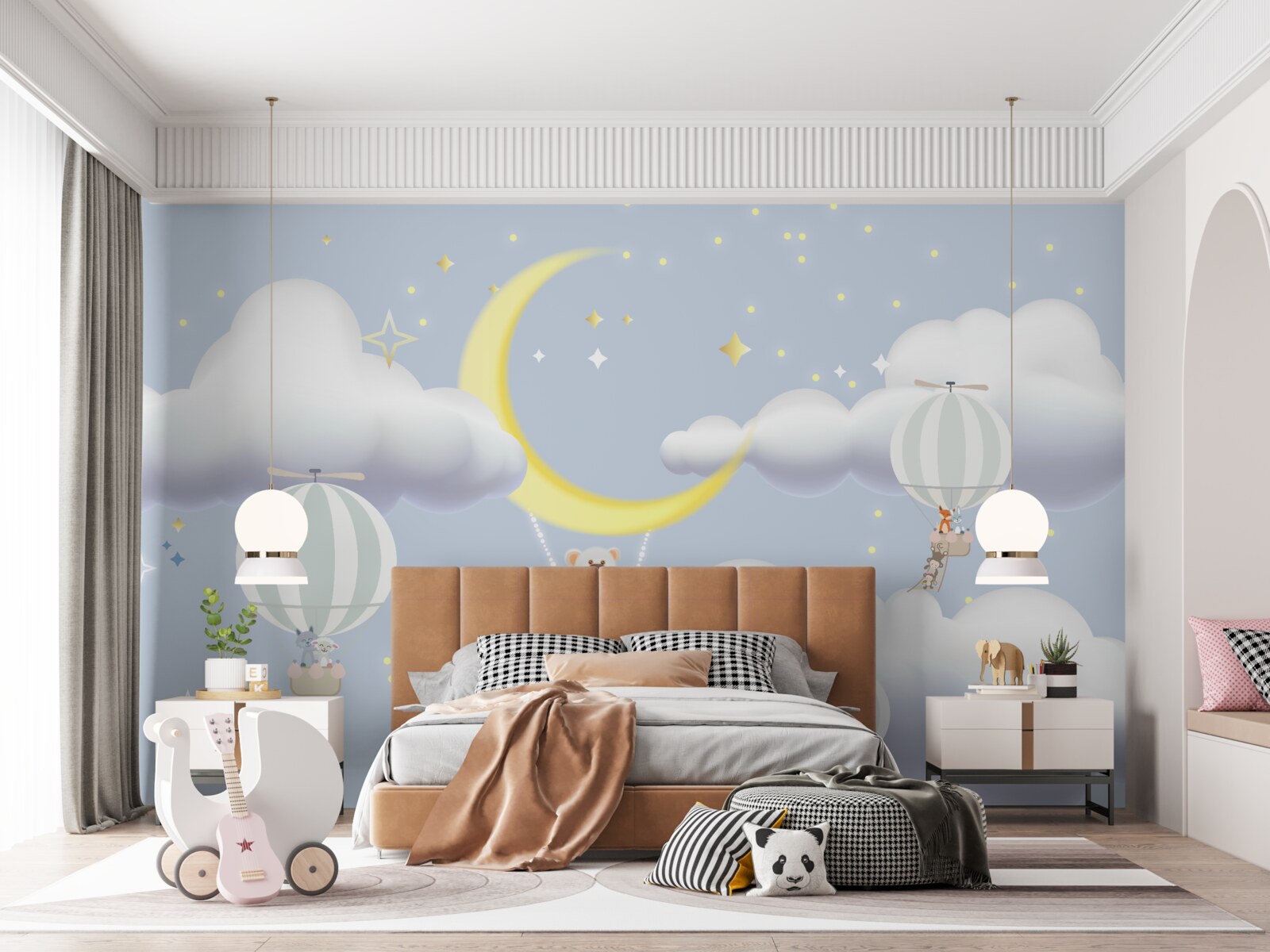 Fototapeta je na mesiac a zvieratá sú v medveďoch vyrobených zo vzduchu