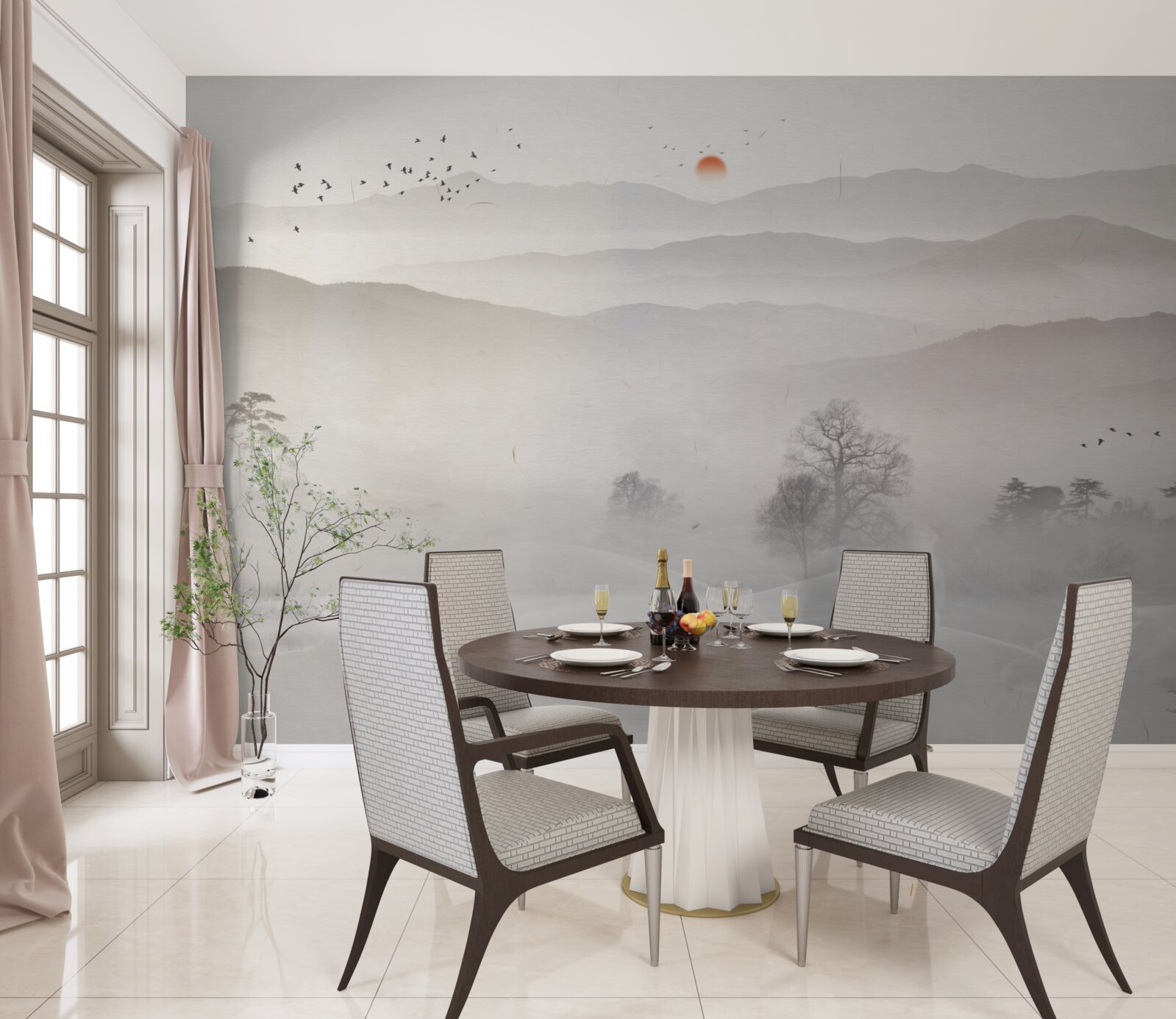 Fototapeta ranné svitanie a osamelý muž v člne