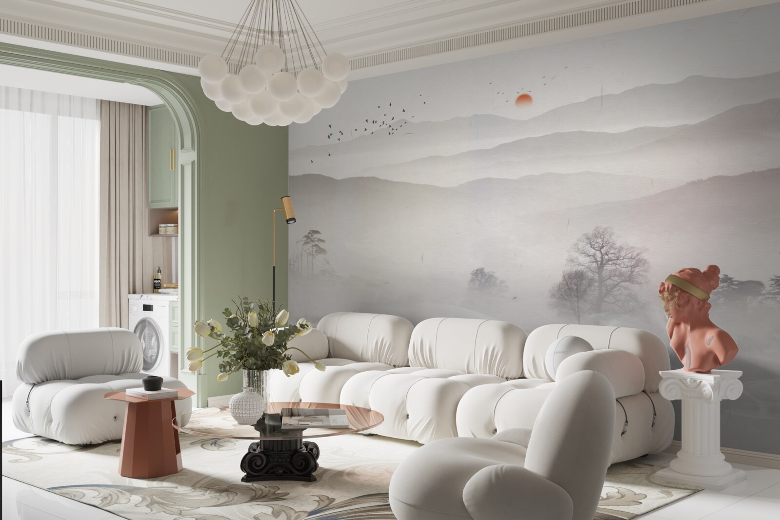 Fototapeta ranné svitanie a osamelý muž v člne