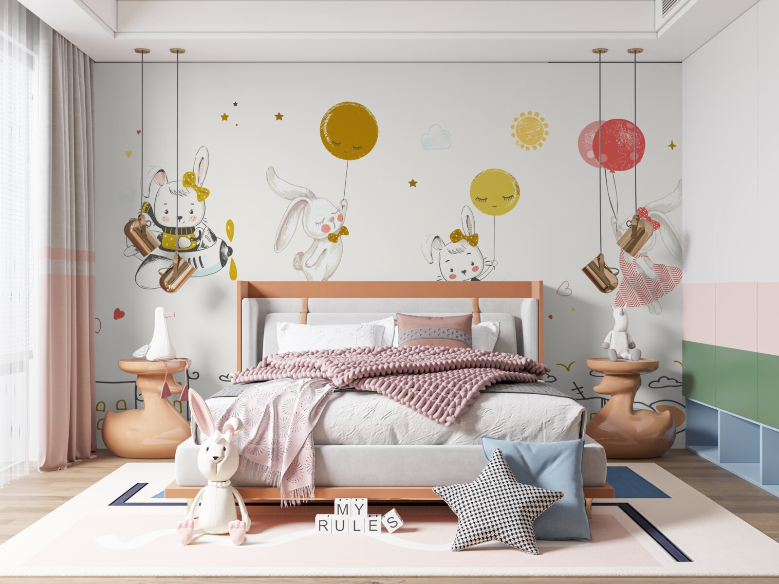 Fototapeta zajačiky krúži nad domami